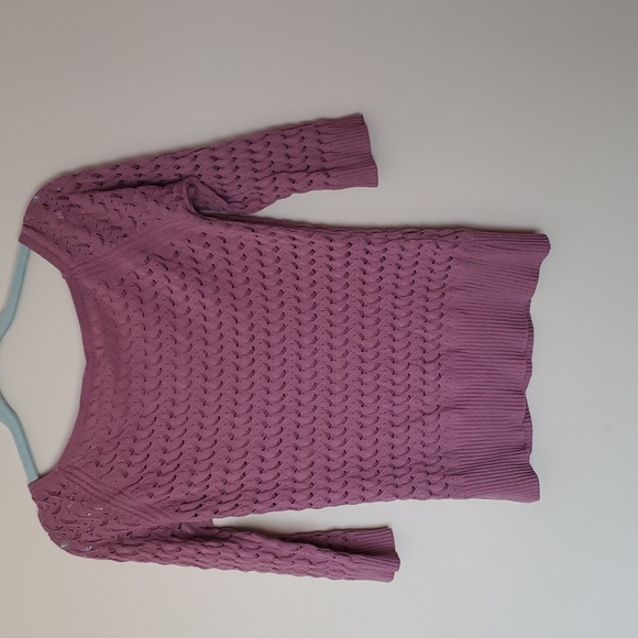 Arden B see thru knit raspberry knit top - Picture 5 of 6